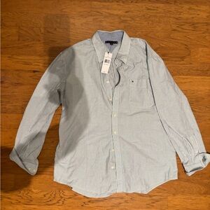 Tommy Hilfiger Men's Green Striped Button Down Shirt